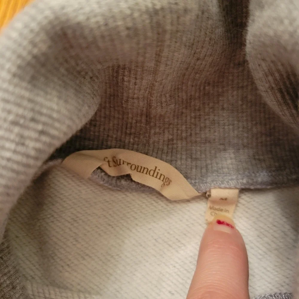 Soft Surroundings Gray Turtle Neck LIDIA Button‎ Detail Sweatshirt Pullover Cozy
